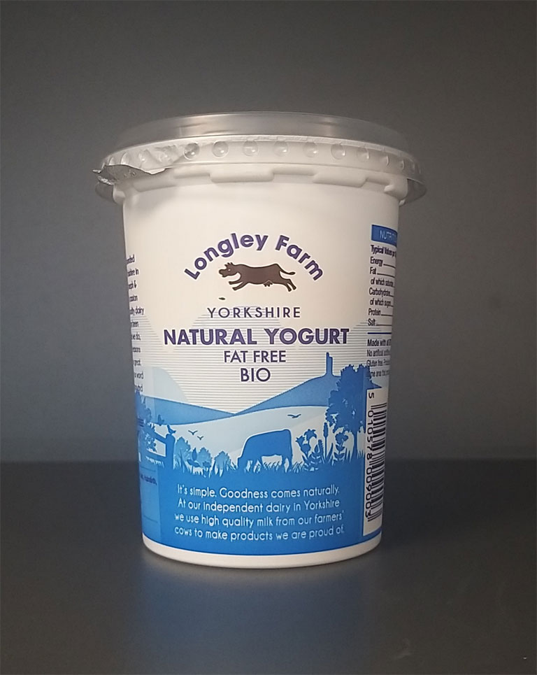 Longley Farm 450g Fat Free Natural Bio Yoghurt